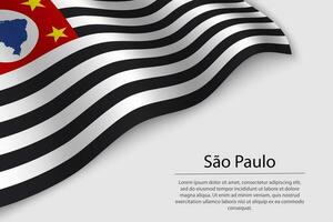 Wave flag of Sao Paulo is a state of Brazi vector