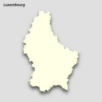 3d isometric map of Luxembourg isolated with shadow vector