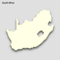 3d isometric map of South Africa isolated with shadow vector