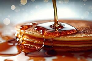 stock photo of pancake with syrup glaze food photography