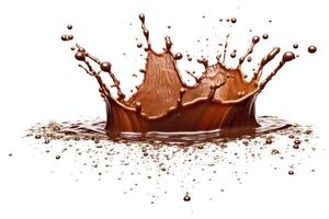 stock photo of chocolate splash isolated on white background photography