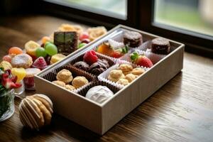 dessert box in The kitchen table Food Photography AI Generated photo