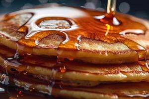 stock photo of pancake with syrup glaze food photography