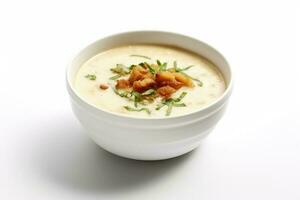 chicken soup cream white isolated background Food Photography AI Generated photo