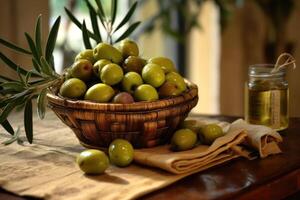 olive fruit in The kitchen table Food Photography AI Generated photo