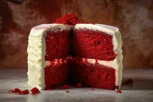 valores foto de rojo terciopelo pastel comida fotografía ai generado