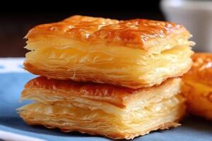 stock photo of Flaky pastry also known as quick pastry blitz pastry food photography