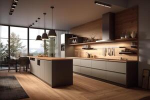 stock photo of a modern simplistic kitchen of a scandinavian photography Generative AI