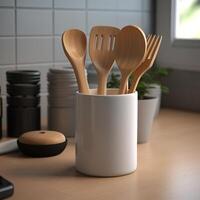 stock photo of utensil set silicon on the minimalist kitchen photography