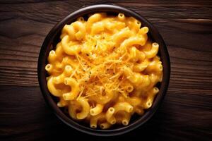 stock photo of macaroni and cheese flat lay photography