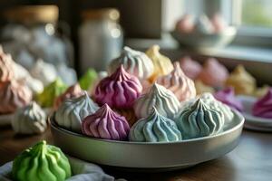 stock photo of meringue cookies in the kitchen table professional food photography ai generated