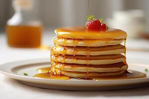 stock photo of pancake with honey glaze food photography