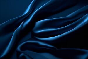 Smooth elegant dark blue silk or satin luxury cloth texture can use as abstract background. Luxurious background design. AI generated photo