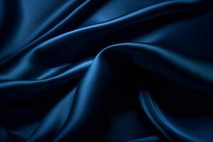 Smooth elegant dark blue silk or satin luxury cloth texture can use as abstract background. Luxurious background design. AI generated photo