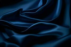 Smooth elegant dark blue silk or satin luxury cloth texture can use as abstract background. Luxurious background design. AI generated photo