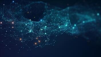 Abstract blue digital data background. Network connection structure. Structural connection of information. Data transfer in network connection. Data technology. 3D rendering. photo