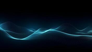 Abstract blue particle background. Flow wave with dot landscape. Digital data structure. Future mesh or sound grid. photo