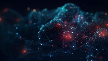 Abstract blue digital data background. Network connection structure. Structural connection of information. Data transfer in network connection. Data technology. 3D rendering. photo