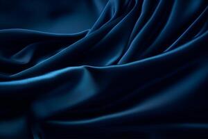 Smooth elegant dark blue silk or satin luxury cloth texture can use as abstract background. Luxurious background design. photo