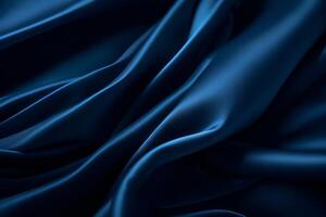 suave elegante oscuro azul seda o satín lujo paño textura lata utilizar como resumen antecedentes. lujoso antecedentes diseño. ai generado foto