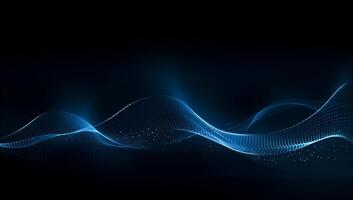 Abstract blue particle background. Flow wave with dot landscape. Digital data structure. Future mesh or sound grid. photo