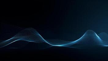 Abstract blue particle background. Flow wave with dot landscape. Digital data structure. Future mesh or sound grid. photo