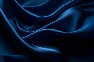 Smooth elegant dark blue silk or satin luxury cloth texture can use as abstract background. Luxurious background design. AI generated photo