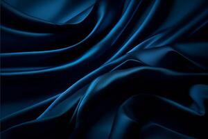 Smooth elegant dark blue silk or satin luxury cloth texture can use as abstract background. Luxurious background design. AI generated photo