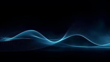 Abstract blue particle background. Flow wave with dot landscape. Digital data structure. Future mesh or sound grid. photo