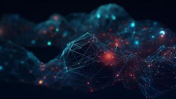 Abstract blue digital data background. Network connection structure. Structural connection of information. Data transfer in network connection. Data technology. 3D rendering. photo