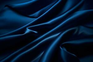 Smooth elegant dark blue silk or satin luxury cloth texture can use as abstract background. Luxurious background design. AI generated photo