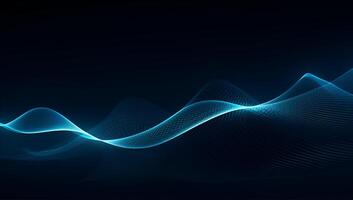 Abstract blue particle background. Flow wave with dot landscape. Digital data structure. Future mesh or sound grid. photo
