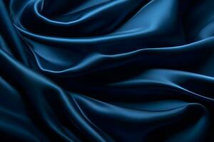 suave elegante oscuro azul seda o satín lujo paño textura lata utilizar como resumen antecedentes. lujoso antecedentes diseño. ai generado foto