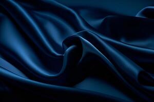 Smooth elegant dark blue silk or satin luxury cloth texture can use as abstract background. Luxurious background design. photo