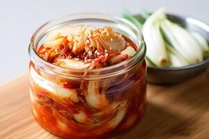 valores foto de kimchi es un tradicional coreano banchan consistente de salado y fermentado vegetales comida fotografía generativo ai