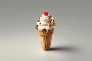 stock photo of ice cream with cone nore topping food photography