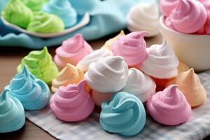 stock photo of meringue cookies in the kitchen table professional food photography ai generated