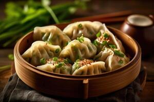 stock photo of Mandu or mandoo with chopsticks are dumplings in Korea food photography