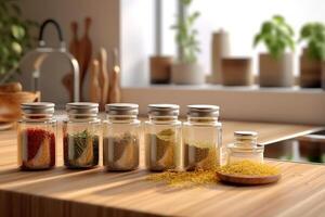 stock photo of seasonings set on the minimalist kitchen food photography