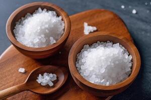 valores foto de sal en el cocina plano laico fotografía generativo ai
