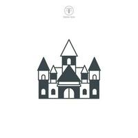 castillo icono vector muestra un estilizado medieval fortaleza, simbolizando historia, realeza, fortificación, herencia, y cuento de hadas temas