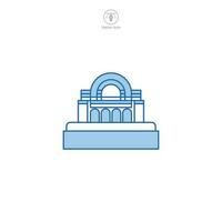 Dam icon vector shows a stylized water barrier, signifying hydroelectric power, water management, engineering, environment, and infrastructure