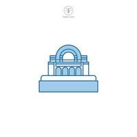 Dam icon vector shows a stylized water barrier, signifying hydroelectric power, water management, engineering, environment, and infrastructure