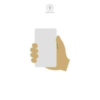 A vector illustration of a hand holding a smartphone icon, symbolizing connectivity, communication, or mobile technology. Perfect for app interfaces, digital interaction, or telephony