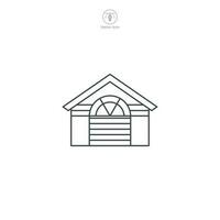 Garage icon vector features a stylized car storage area, symbolizing vehicle protection, home aspect, mechanic services, and private parking