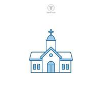 Church icon vector presents a stylized place of worship, symbolizing religion, spirituality, faith, prayer, and community gathering