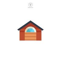 Garage icon vector features a stylized car storage area, symbolizing vehicle protection, home aspect, mechanic services, and private parking