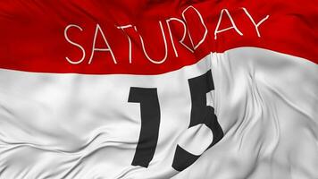 Fifteenth, 15th Saturday Date Seamless Looping Background, Looped Cloth Waving Slow Motion, 3D Rendering video