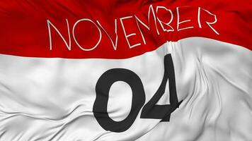 Fourth, 4th November Date Seamless Looping Background, Looped Cloth Waving Slow Motion, 3D Rendering video