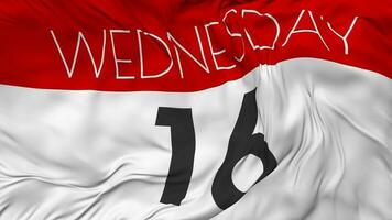 Sixteenth, 16th Wednesday Date Seamless Looping Background, Looped Cloth Waving Slow Motion, 3D Rendering video